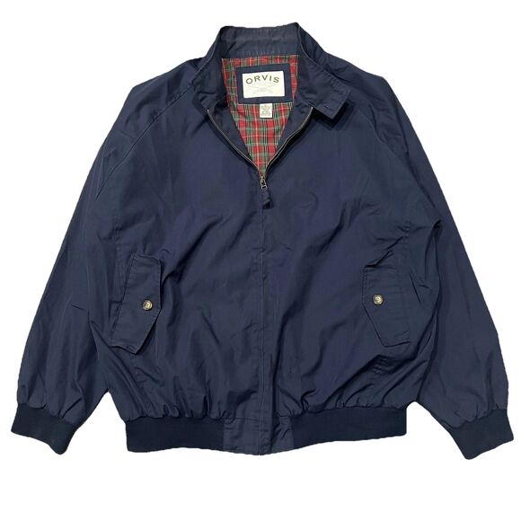 Orvis Other - Vintage Orvis Men’s Harrington Jacket With Tartan Plaid Lining Size XL Navy
